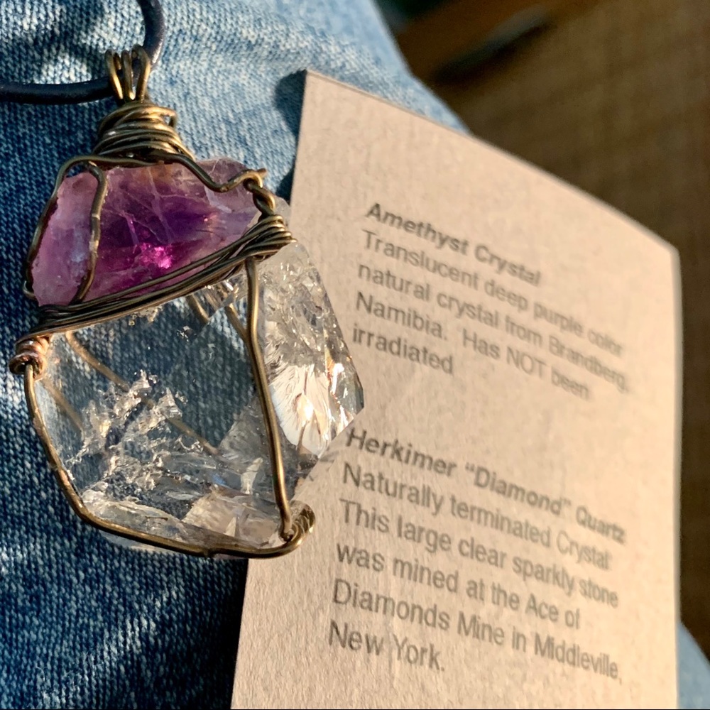 Amethyst, & Herkimer Diamond Pendant - Picture 3 of 13